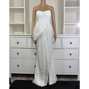 Sweetheart Strapless White Sequin Prom Gown